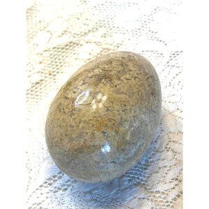 Polished Fossilized Stone Egg Paperweight Natural Brown & Beige Colors 2.5 Inche
